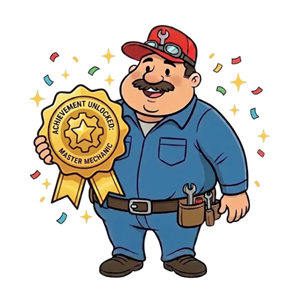 Hank celebrating an achievement in the gamification system